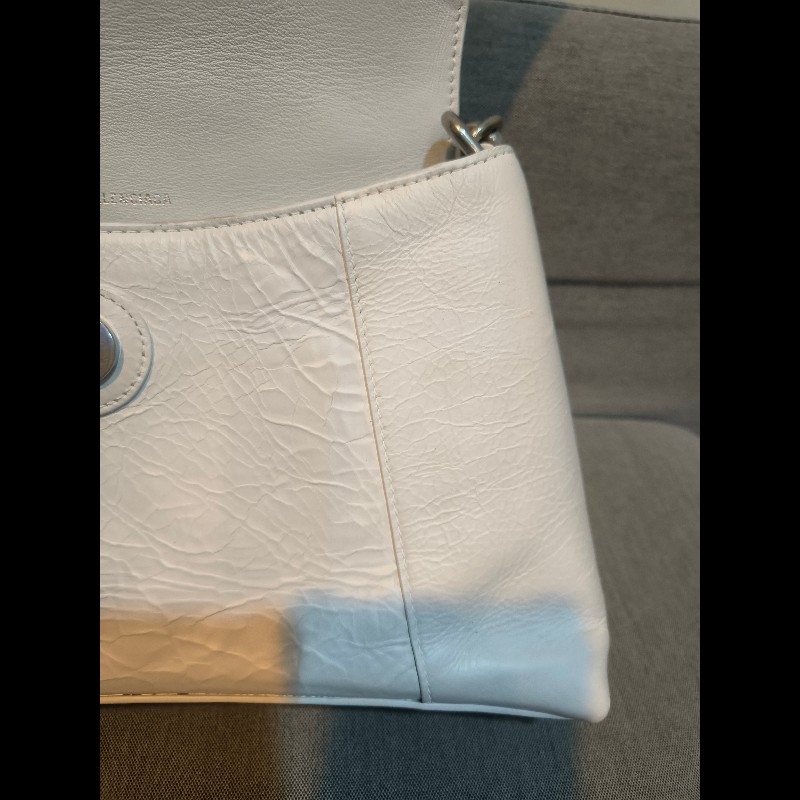 🔥年終狂降🔥【限時降價只到12/31（原26,800）】【8成新】㊣✨BALENCIAGA✨巴黎世家 白色 沙漏包 牛皮 鎖鏈 背帶 肩背包 腋下包/二手包/二手精品/保證正品🌳二手樹屋🌳-34