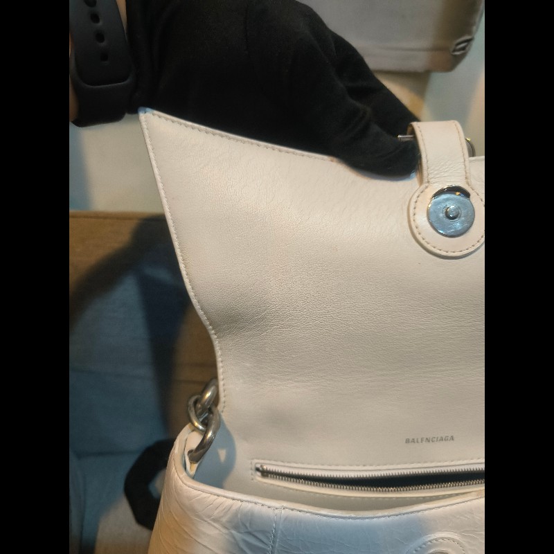 🔥年終狂降🔥【限時降價只到12/31（原26,800）】【8成新】㊣✨BALENCIAGA✨巴黎世家 白色 沙漏包 牛皮 鎖鏈 背帶 肩背包 腋下包/二手包/二手精品/保證正品🌳二手樹屋🌳-35