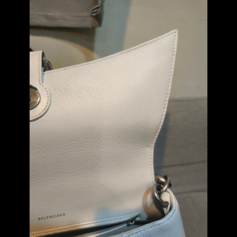 🔥年終狂降🔥【限時降價只到12/31（原26,800）】【8成新】㊣✨BALENCIAGA✨巴黎世家 白色 沙漏包 牛皮 鎖鏈 背帶 肩背包 腋下包/二手包/二手精品/保證正品🌳二手樹屋🌳-36