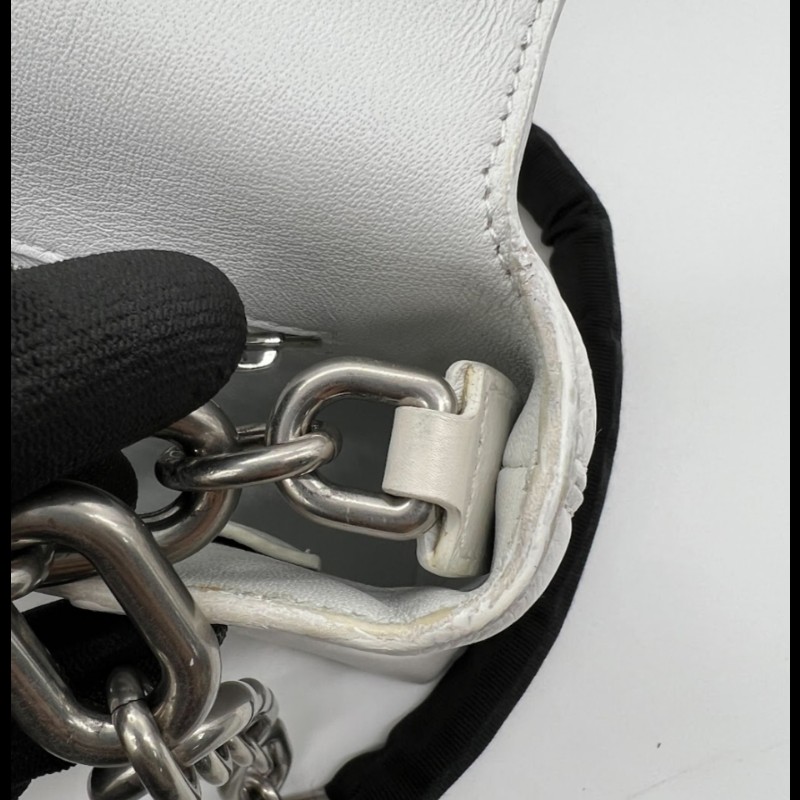 【8成新】㊣✨BALENCIAGA✨巴黎世家 白色 沙漏包 牛皮 鎖鏈 背帶 肩背包 腋下包/二手包/二手精品/保證正品🌳二手樹屋🌳-48