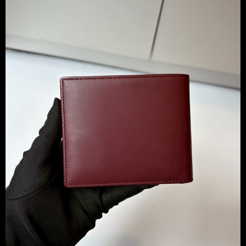 Cartier 酒紅皮革短夾-1