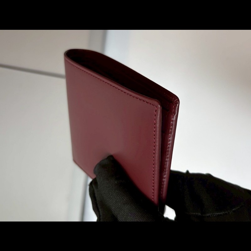 Cartier 酒紅皮革短夾-2