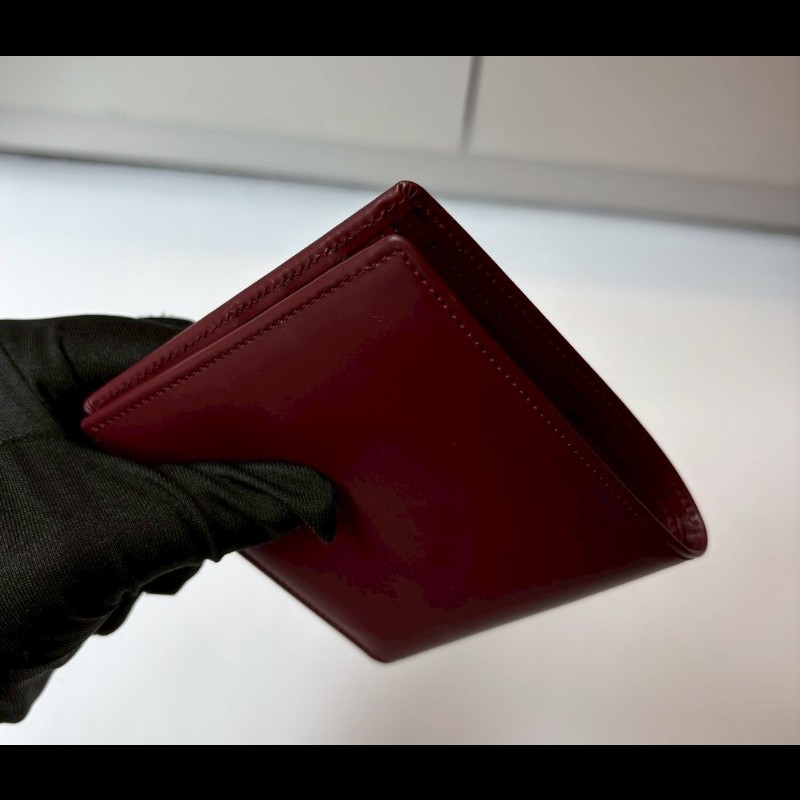 Cartier 酒紅皮革短夾-3