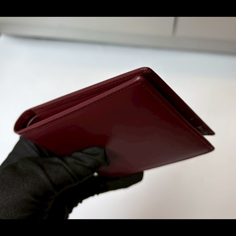 Cartier 酒紅皮革短夾-4
