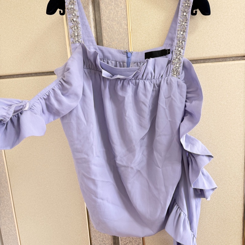 黃淑琦正品紫色露肩設計款上衣 S號 95成新-2