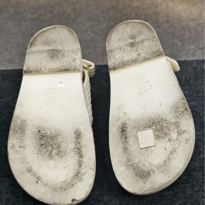 Chanel香奈兒 魔術貼沙灘鞋白色 36.5 碼 99新 附件防塵袋-5