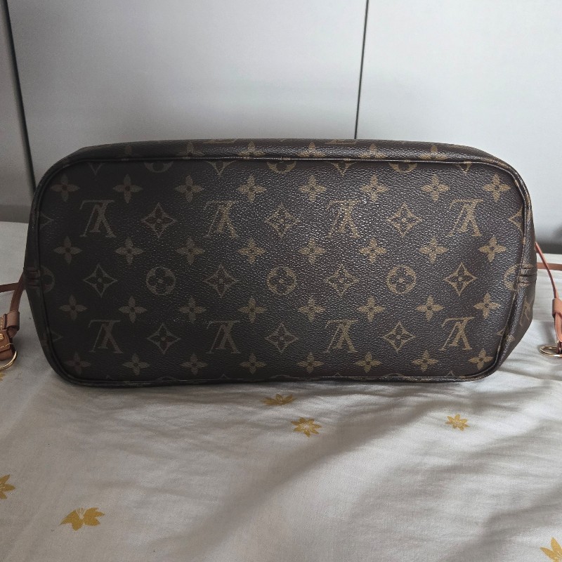 Louis Vuitton LV Neverfull 中號 老花 淺棕條紋內裡-7