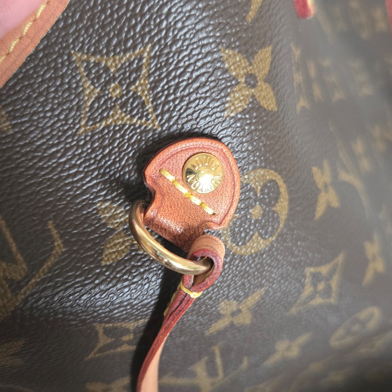 Louis Vuitton LV Neverfull 中號 老花 淺棕條紋內裡-9