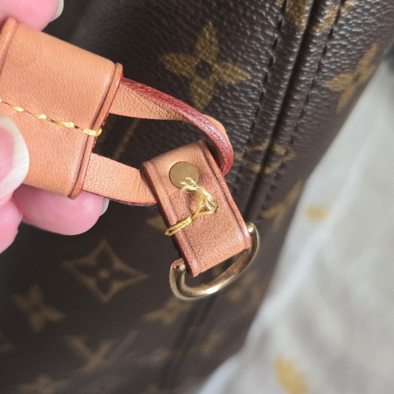 Louis Vuitton LV Neverfull 中號 老花 淺棕條紋內裡-21
