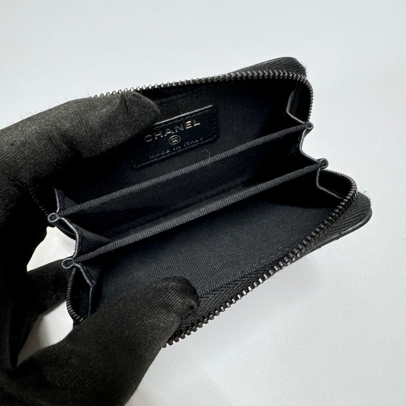 (RFID晶片款🪪) Chanel “so black” 羊皮 零錢包-5
