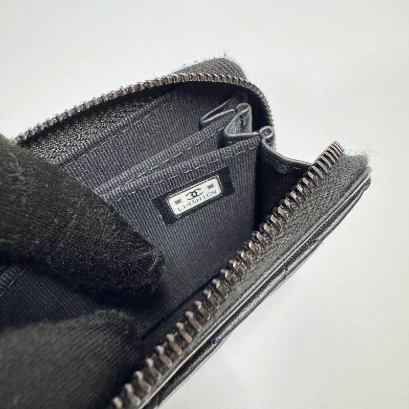 (RFID晶片款🪪) Chanel “so black” 羊皮 零錢包-6