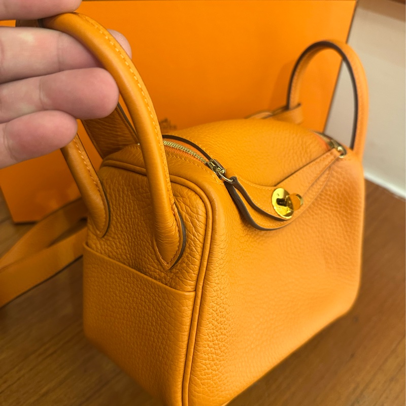 HERMES 愛馬仕橘金釦MINI LINDY-3
