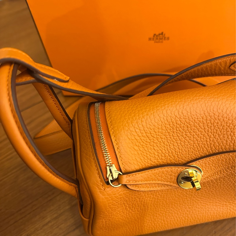 HERMES 愛馬仕橘金釦MINI LINDY-4