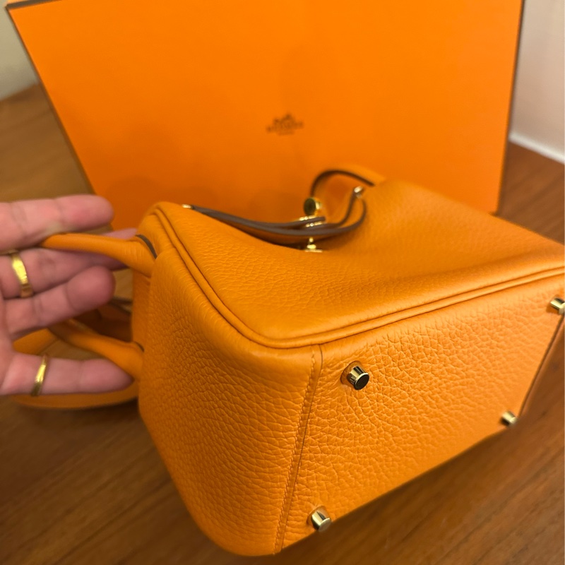 HERMES 愛馬仕橘金釦MINI LINDY-6