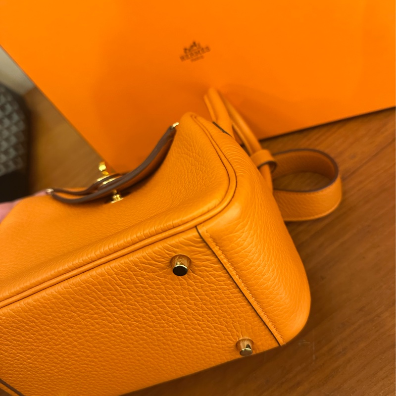 HERMES 愛馬仕橘金釦MINI LINDY-7