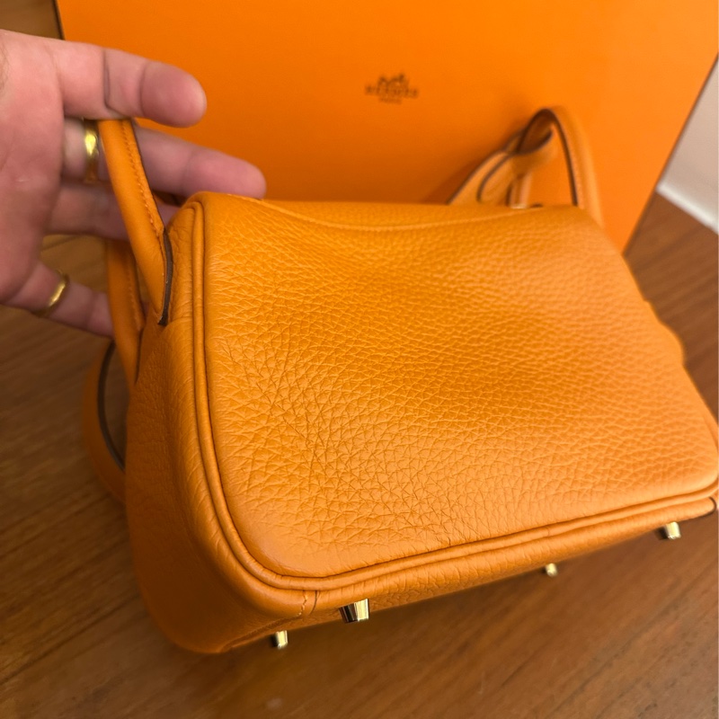 HERMES 愛馬仕橘金釦MINI LINDY-9