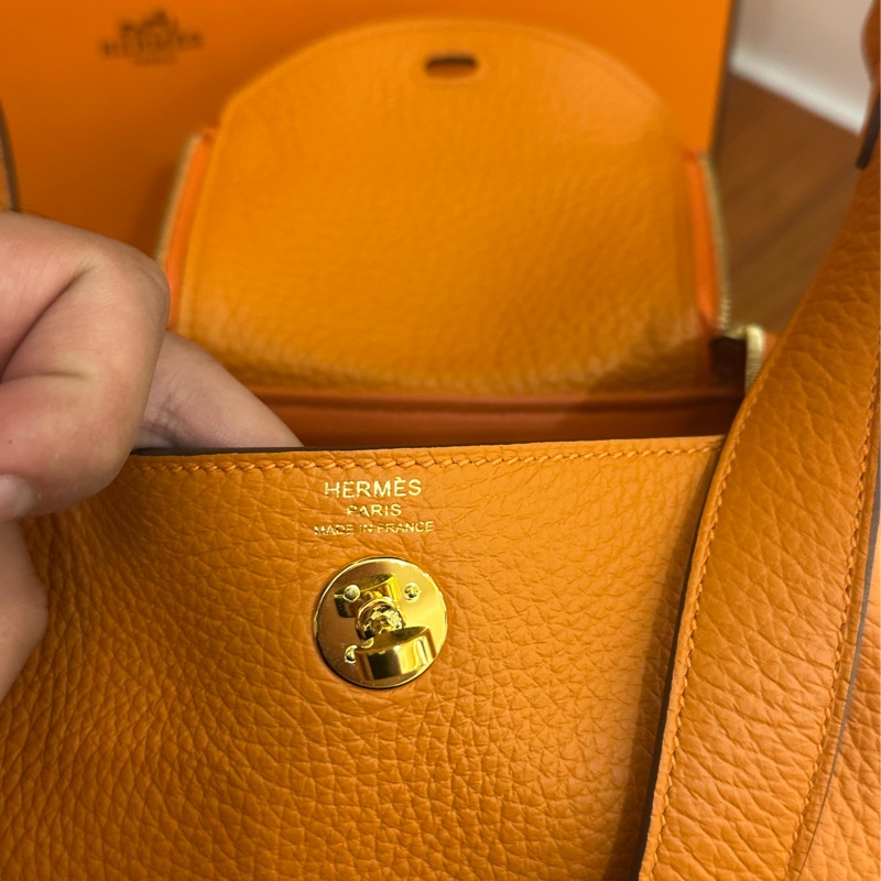 HERMES 愛馬仕橘金釦MINI LINDY-10