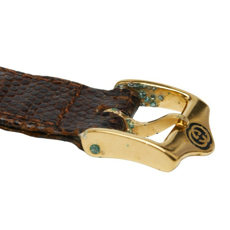 Gucci 3000.2.M 男士石英腕錶，金色錶盤，不鏽鋼錶殼和皮革錶帶-6