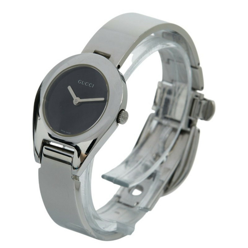 Gucci 6700L 石英手鐲腕錶,黑色錶盤,不鏽鋼錶殼,女款-1
