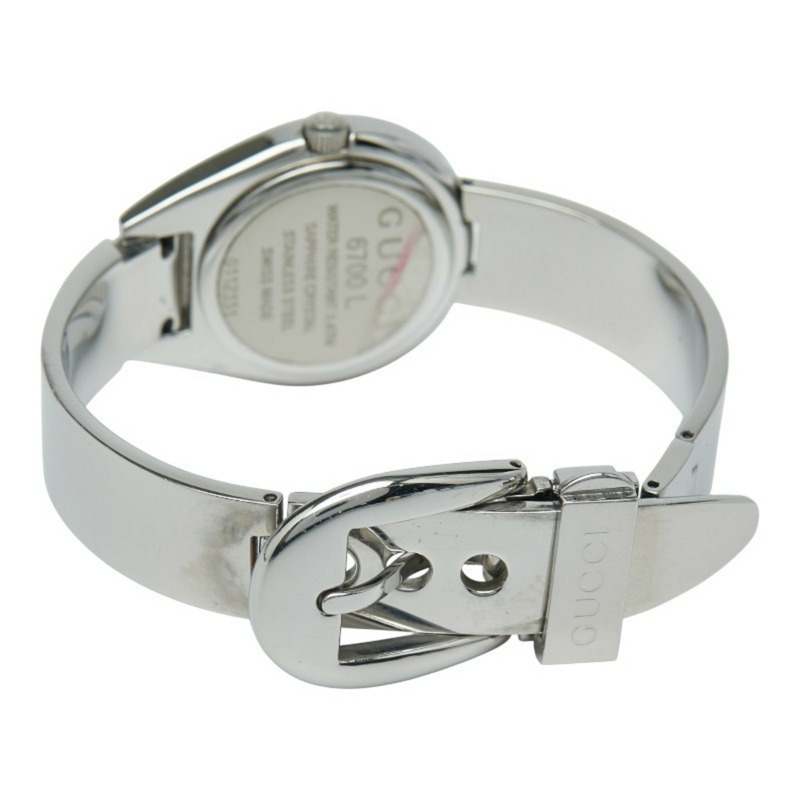 Gucci 6700L 石英手鐲腕錶,黑色錶盤,不鏽鋼錶殼,女款-2