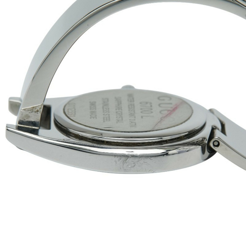 Gucci 6700L 石英手鐲腕錶,黑色錶盤,不鏽鋼錶殼,女款-6