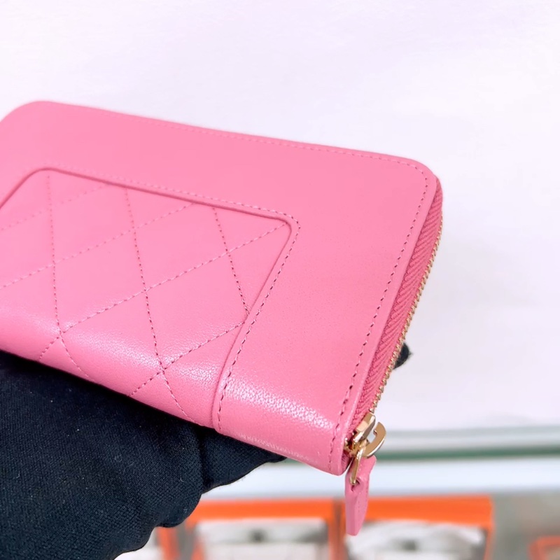 Chanel 粉色拉鏈中夾/皮夾-7