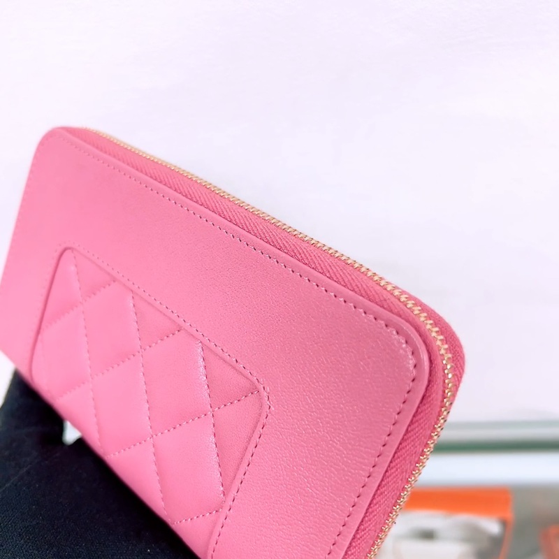 Chanel 粉色拉鏈中夾/皮夾-9