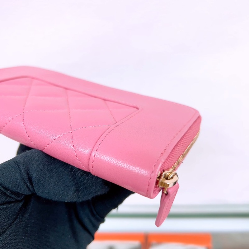 Chanel 粉色拉鏈中夾/皮夾-12