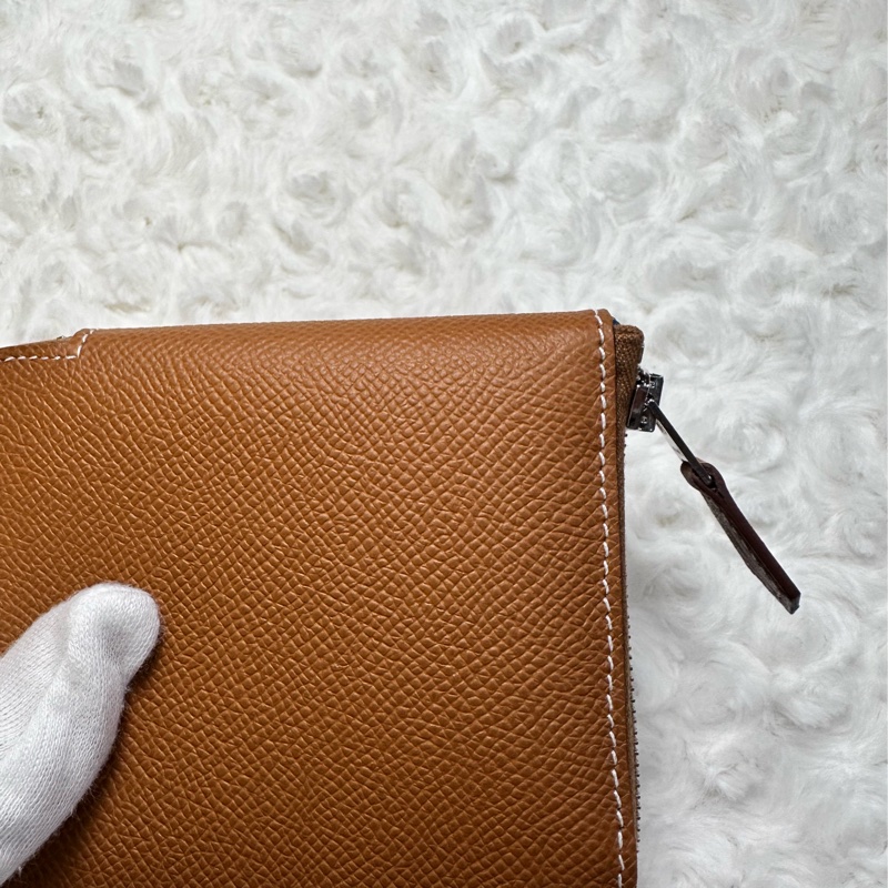 愛馬仕絲巾短夾 金棕色 自由之城-3