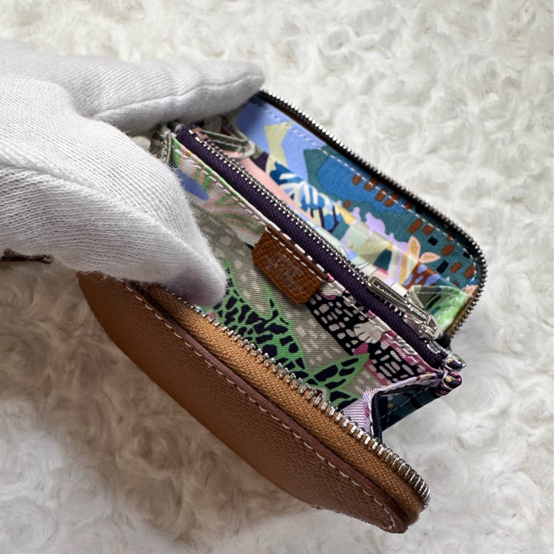 愛馬仕絲巾短夾 金棕色 自由之城-4