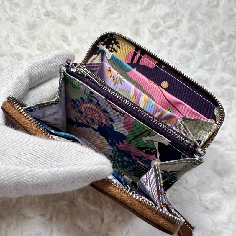 愛馬仕絲巾短夾 金棕色 自由之城-5