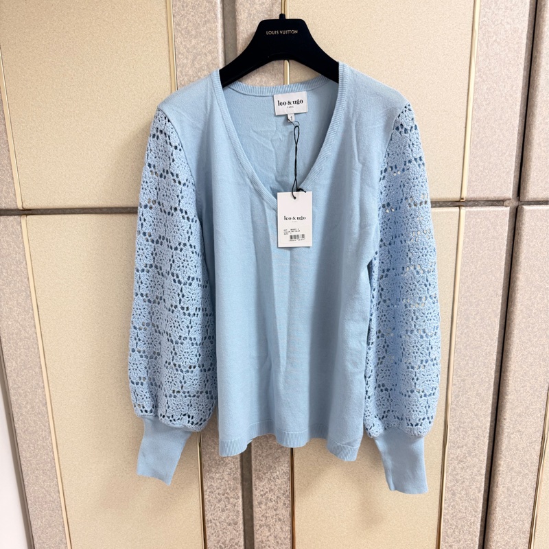 全新Leo&Ugo法國正品天空藍柔軟針織上衣 S-M可穿-0