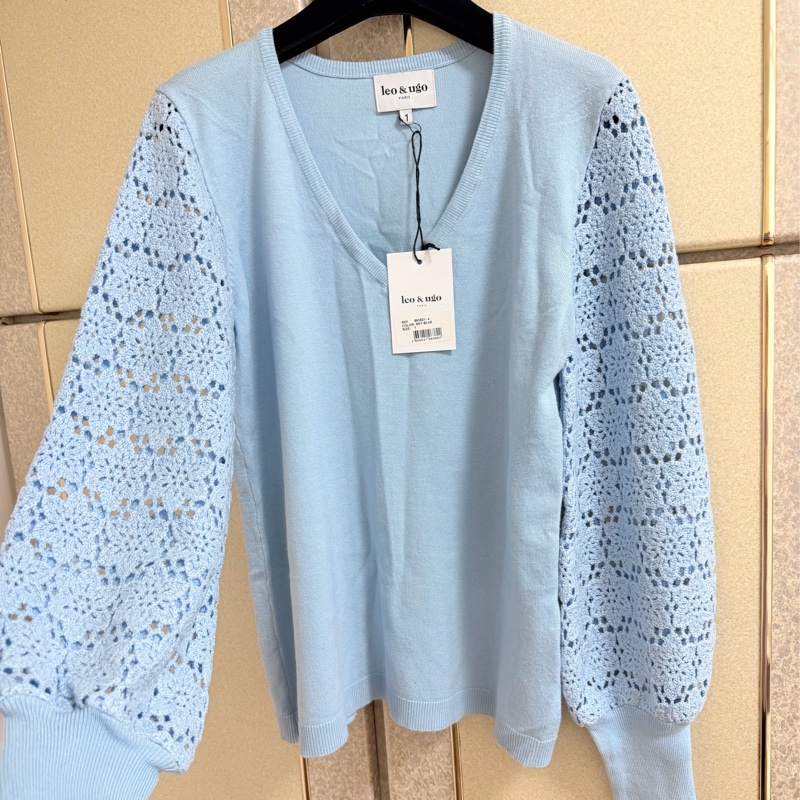 全新Leo&Ugo法國正品天空藍柔軟針織上衣 S-M可穿-2
