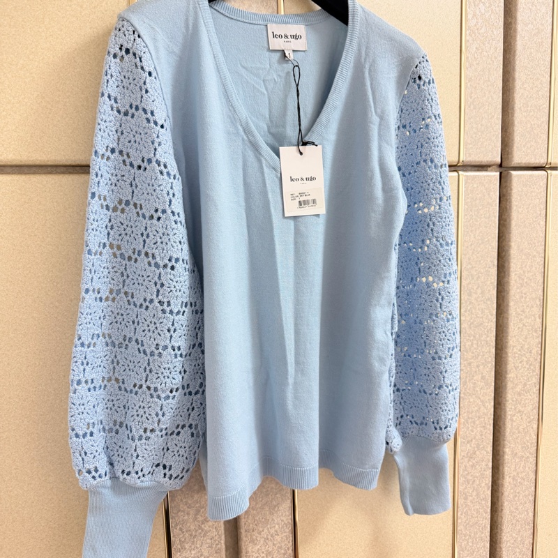 全新Leo&Ugo法國正品天空藍柔軟針織上衣 S-M可穿-3
