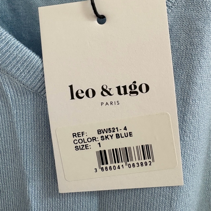 全新Leo&Ugo法國正品天空藍柔軟針織上衣 S-M可穿-5