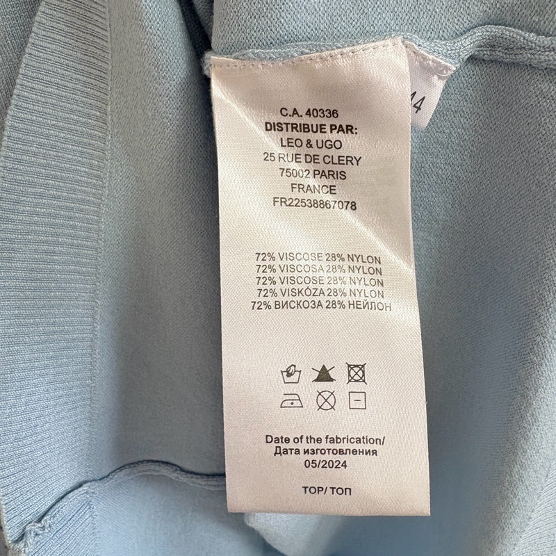全新Leo&Ugo法國正品天空藍柔軟針織上衣 S-M可穿-6