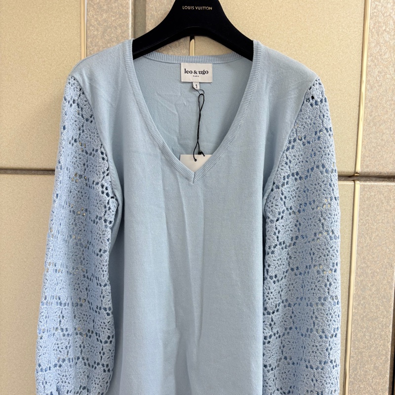 全新Leo&Ugo法國正品天空藍柔軟針織上衣 S-M可穿-7