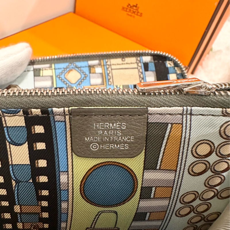 愛馬仕Hermes 絲巾短夾 積雨雲灰 evercolor-2