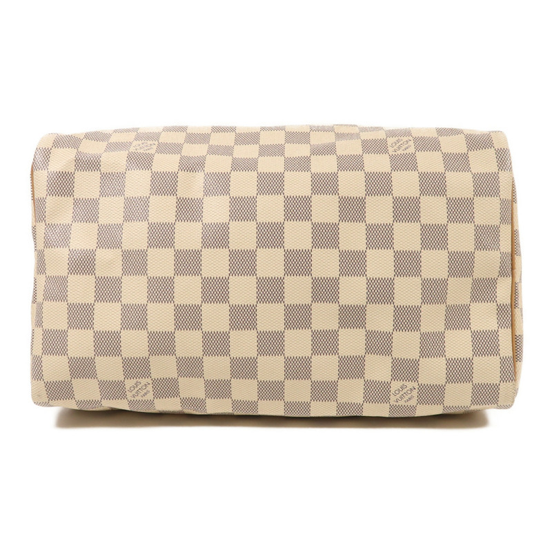 LOUIS VUITTON Damier Azur Speedy 30金扣手挽袋白色-3