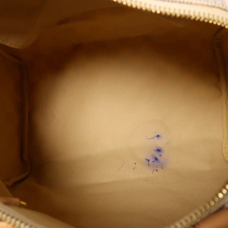 LOUIS VUITTON Damier Azur Speedy 30金扣手挽袋白色-4