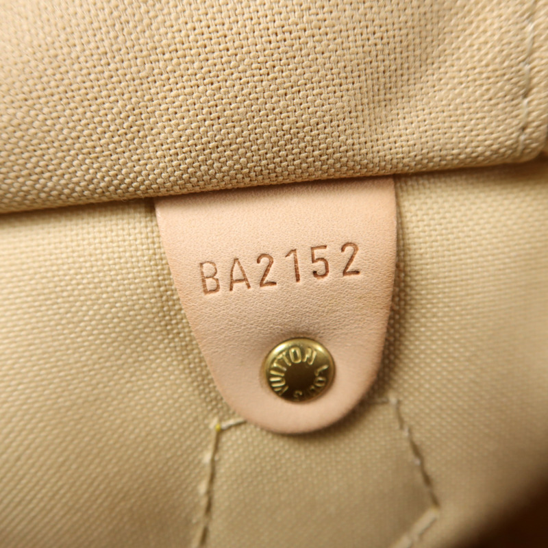 LOUIS VUITTON Damier Azur Speedy 30金扣手挽袋白色-6