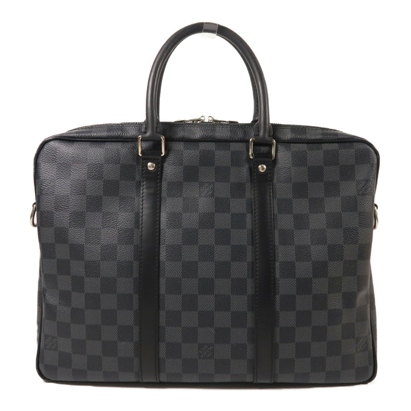 LOUIS VUITTON Damier Graphite Porte Documents Voyage銀扣手挽肩背兩用袋-1