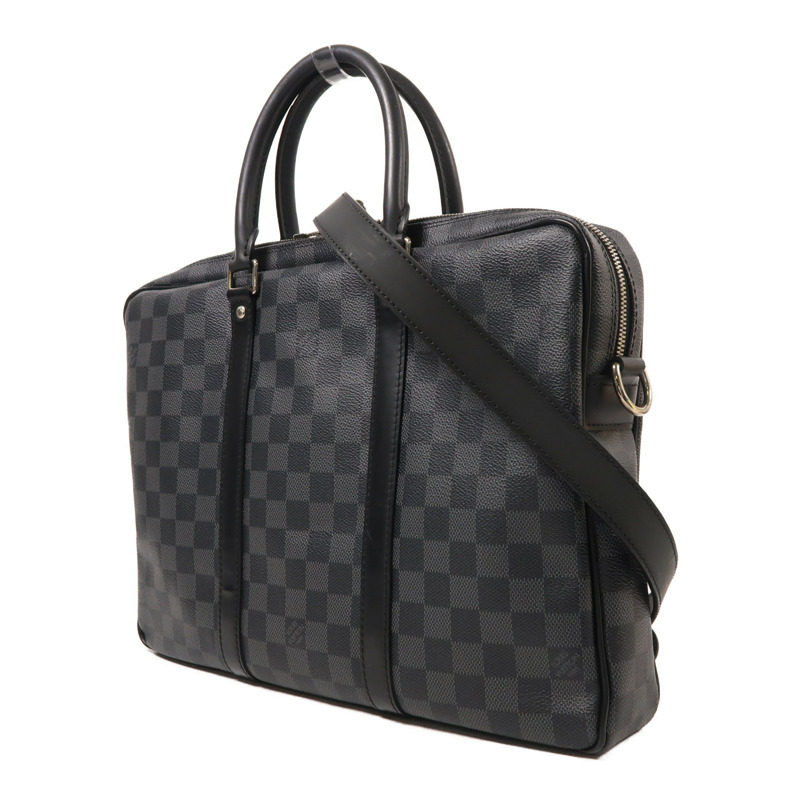 LOUIS VUITTON Damier Graphite Porte Documents Voyage銀扣手挽肩背兩用袋-2
