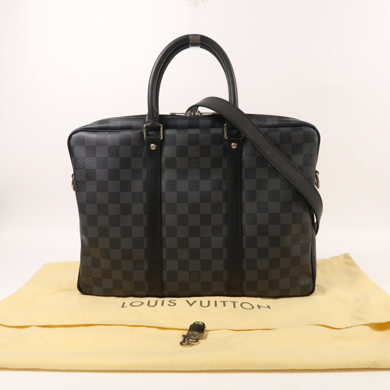 LOUIS VUITTON Damier Graphite Porte Documents Voyage銀扣手挽肩背兩用袋-8