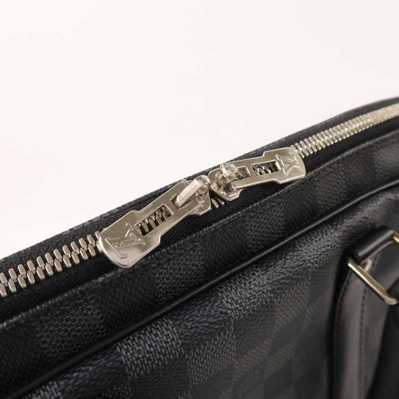 LOUIS VUITTON Damier Graphite Porte Documents Voyage銀扣手挽肩背兩用袋-14