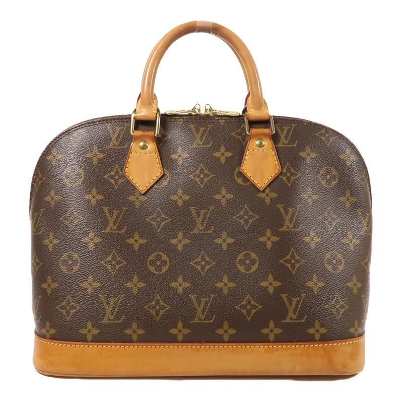 LOUIS VUITTON Monogram Alma金扣手挽袋棕色-0