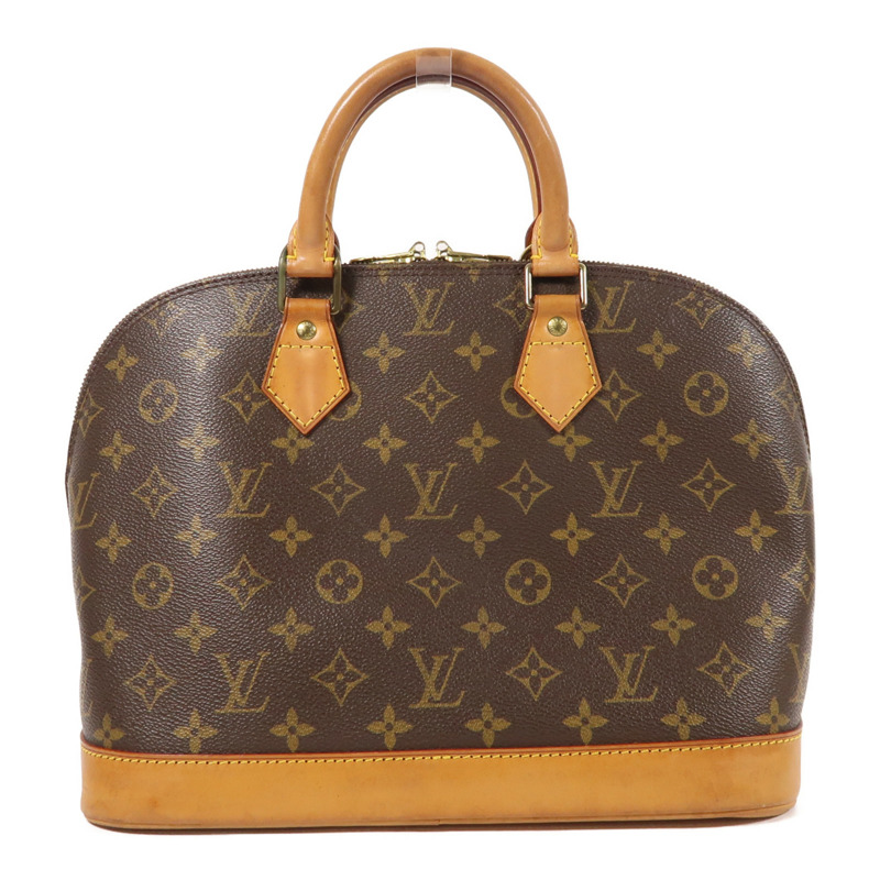 LOUIS VUITTON Monogram Alma金扣手挽袋棕色-1