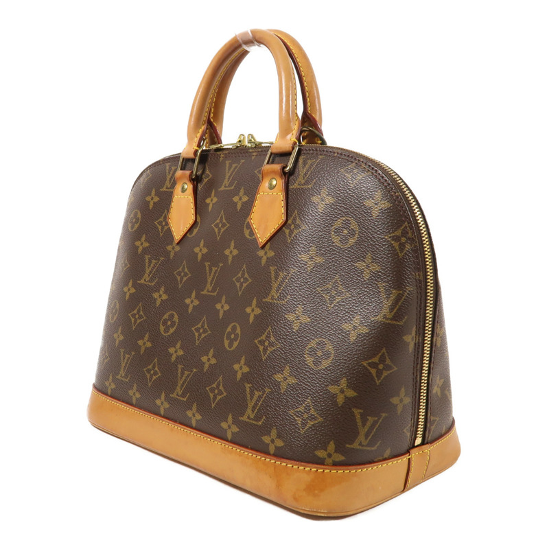 LOUIS VUITTON Monogram Alma金扣手挽袋棕色-2