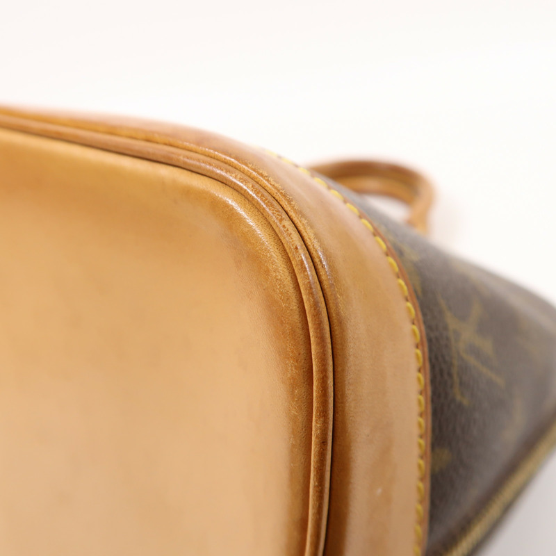 LOUIS VUITTON Monogram Alma金扣手挽袋棕色-9