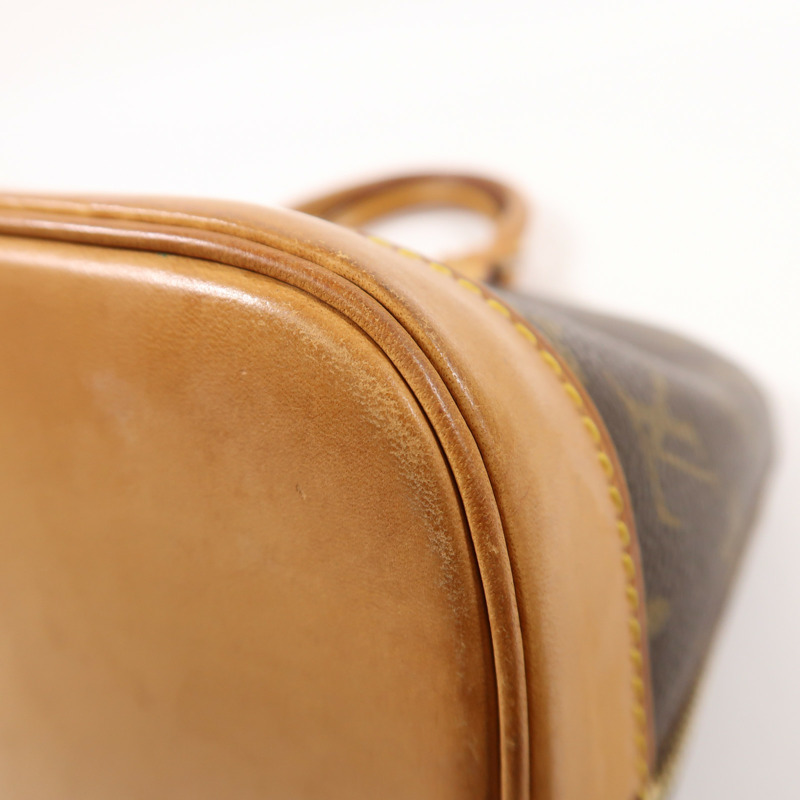 LOUIS VUITTON Monogram Alma金扣手挽袋棕色-11
